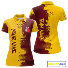 Load image into Gallery viewer, Yellow and Red Bowling Polo, Quarter Zip shirts for Women Custom Bowling Team Jerseys NQS10882