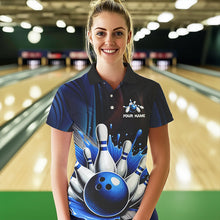 Load image into Gallery viewer, Black and Blue Women's bowling outfits Custom Team ladies bowling Polo, Quarter Zip Shirts NQS9700