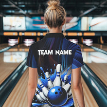 Load image into Gallery viewer, Black and Blue Women's bowling outfits Custom Team ladies bowling Polo, Quarter Zip Shirts NQS9700