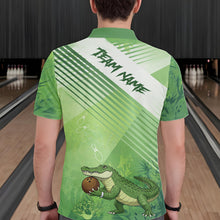 Load image into Gallery viewer, Funny Alligator Bowling Polo, 1/4 Zip Shirts For Men Custom Alligator Bowling Team Jerseys | Green NQS11742