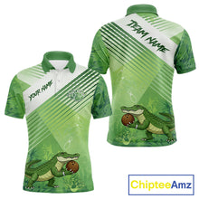 Load image into Gallery viewer, Funny Alligator Bowling Polo, 1/4 Zip Shirts For Men Custom Alligator Bowling Team Jerseys | Green NQS11742