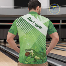 Load image into Gallery viewer, Funny Alligator Bowling Polo, 1/4 Zip Shirts For Men Custom Alligator Bowling Team Jerseys | Green NQS11742