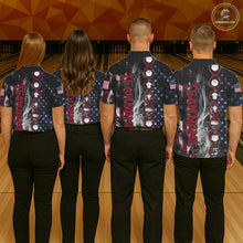 Load image into Gallery viewer, Red, White &amp; Blue Smoke American Flag Patriotic Team Women Bowling Shirt Custom It's in my DNA Shirts NQS11266