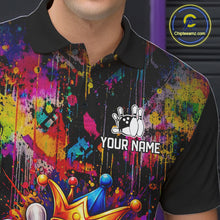 Load image into Gallery viewer, Colorful bowling jerseys Bowling Polo, 1/4 Zip Shirt for Men Custom Bowling Team shirts for bowlers NQS11473