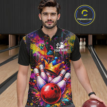 Load image into Gallery viewer, Colorful bowling jerseys Bowling Polo, 1/4 Zip Shirt for Men Custom Bowling Team shirts for bowlers NQS11473