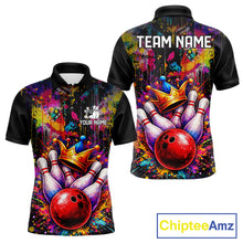 Load image into Gallery viewer, Colorful bowling jerseys Bowling Polo, 1/4 Zip Shirt for Men Custom Bowling Team shirts for bowlers NQS11473