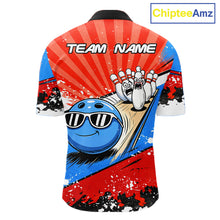 Load image into Gallery viewer, Funny Bowling Boom Strike Bowling Shirt For Men Custom Red, White and Blue retro Team Bowling Jerseys NQS11661