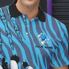 Load image into Gallery viewer, Funny Claw Blue Camo Men's bowling outfits custom bowling polo, Quarter Zip Shirts team jerseys NQS9704
