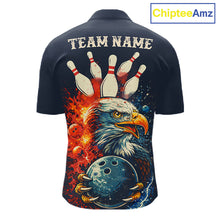 Load image into Gallery viewer, Custom Red, white and blue Eagle Retro Bowling Polo, 1/4 zip Shirts For Men, Bowling Team jerseys NQS11666