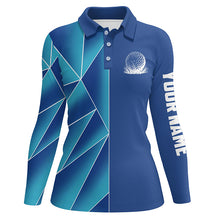 Load image into Gallery viewer, Blue triangle pattern Women golf polo shirts custom team ladies golf jerseys, golf tops for women NQS7852