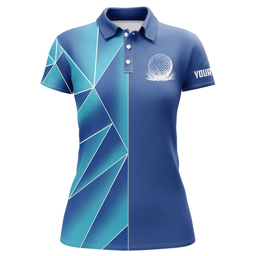 Blue triangle pattern Women golf polo shirts custom team ladies golf jerseys, golf tops for women NQS7852