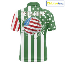 Load image into Gallery viewer, Men's golf polo shirts custom Red, white and green American flag mens golf tops, best golf gifts NQS11487