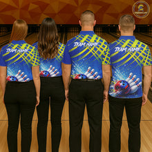 Load image into Gallery viewer, Personalized Blue And Green Bowling shirts for Women team league jerseys, bowling gifts for ladies NQS11494