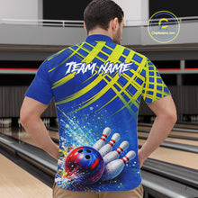 Load image into Gallery viewer, Personalized Blue And Green Bowling shirts for men bowling team league jerseys, bowling gifts for men NQS11494