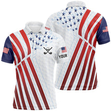 Load image into Gallery viewer, American flag Mens golf polo shirts custom Red, white and blue patriotic best mens golf wear NQS7651