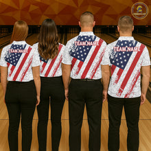Load image into Gallery viewer, Red, white &amp; blue American Flag Bowling Shirts For Women Custom patriotic Bowling Team Jersey NQS11292