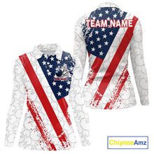 Load image into Gallery viewer, Red, white &amp; blue American Flag Bowling Shirts For Women Custom patriotic Bowling Team Jersey NQS11292