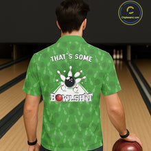 Load image into Gallery viewer, Funny Retro Hawaiian bowling shirts Custom That's some bowshit bowling button up shirts | Green NQS11511