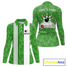 Load image into Gallery viewer, Custom Retro Bowling Team Shirts For Women That's some bowshit Funny Bowling Pattern Jerseys | Green NQS11511