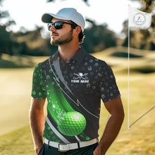 Load image into Gallery viewer, Black &amp; Green Shamrock pattern Golf Polo Shirts For Men Custom St Patrick team men's golf clothes NQS11514