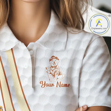 Load image into Gallery viewer, Funny Womens golf polo shirts custom Golden retriever golf pattern white ladies golf shirts NQS11519