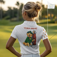 Load image into Gallery viewer, Funny Womens golf polo shirts custom Golden retriever golf pattern white ladies golf shirts NQS11519