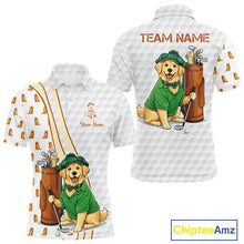 Load image into Gallery viewer, Funny Mens golf polo shirts custom Golden retriever golf pattern white golf shirts NQS11519