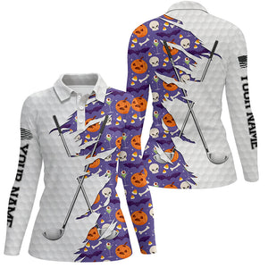 Halloween golf pattern white golf ball skin Womens golf polo shirts custom golf clubs outfit women NQS8087