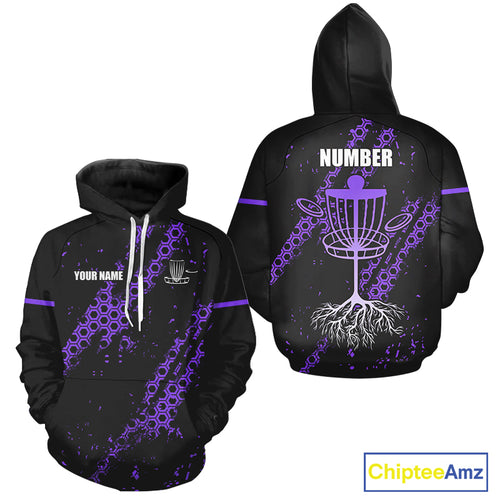 Black and Purple Hexagon Pattern Disc Golf Hoodies custom Team disc golf jerseys NQS10931