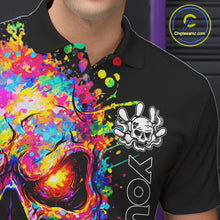 Load image into Gallery viewer, Colorful Skull bowling jerseys Bowling Polo, 1/4 zip Shirt Custom Bowling Team shirt for mens bowlers NQS11317