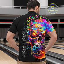 Load image into Gallery viewer, Colorful Skull bowling jerseys Bowling Polo, 1/4 zip Shirt Custom Bowling Team shirt for mens bowlers NQS11317