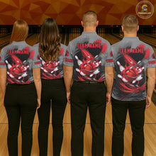 Load image into Gallery viewer, Red Sugar Skull Tattoo Custom Women Bowling Polo, Quarter Zip Shirts,Team Bowling Jerseys NQS11528