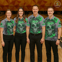 Load image into Gallery viewer, Green Sugar Skull Tattoo Custom Women Bowling Polo, Quarter Zip Shirts,Team Bowling Jerseys NQS11529