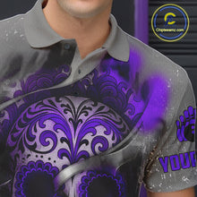 Load image into Gallery viewer, Purple Sugar Skull Tattoo Custom Mens Bowling Polo, Quarter Zip Shirts,Team Bowling Jerseys NQS11530
