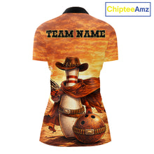Load image into Gallery viewer, Custom Funny Desert Bowling Cowboy gun bowling team shirts For Women, Bowling Polo, 1/4 zip jerseys NQS11536
