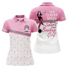 Load image into Gallery viewer, Custom pink bowling shirt for women – personalized team jersey front view