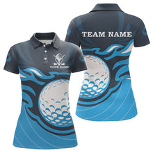 Load image into Gallery viewer, Womens golf polo Shirt Custom Flame golf ball golf shirts for ladies, cool golf gifts | Blue NQS9027