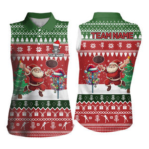 Funny ugly Christmas Santa Women disc golf sleeveless polo Shirt Custom Team Disc Golf Jersey NQS9028