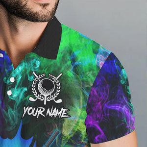 Colorful smoke Skull Golf Polo shirts for Men Custom Team Golf Jerseys, unique golf gifts NQS9610