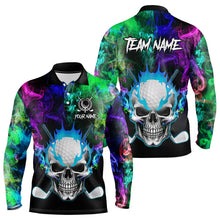 Load image into Gallery viewer, Colorful smoke Skull Golf Polo shirts for Men Custom Team Golf Jerseys, unique golf gifts NQS9610