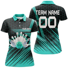 Load image into Gallery viewer, Turquoise Bowling Shirt For women Custom polo Bowling Jersey 3D Bowling Team Shirt For women NQS6224