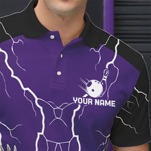Load image into Gallery viewer, Men's bowling Polo, Quarter Zip shirt Custom Eagle bowling lightning storm team league jersey | Purple NQS9782
