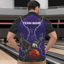 Load image into Gallery viewer, Men's bowling Polo, Quarter Zip shirt Custom Eagle bowling lightning storm team league jersey | Purple NQS9782
