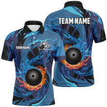Load image into Gallery viewer, Orange and Blue Flame Camo Bowling Shirts For Men Custom Bowling Team League Jerseys with name NQS8814