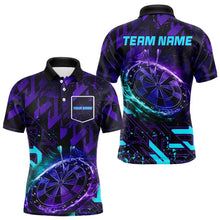 Load image into Gallery viewer, Men Darts Polo, Quarter Zip shirts Custom purple blue abstract Darts Team Jerseys, Darts gifts NQS9449