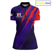 Load image into Gallery viewer, Personalized bowling shirts for Women custom purple and red team bowling jerseys, gift for bowlers NQS11554