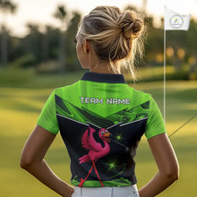 Load image into Gallery viewer, Funny Flamingo Green Women Golf Polo Shirts Custom Flamingo Team ladies golf tops, funny golf gifts NQS11675