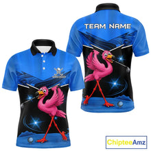 Load image into Gallery viewer, Funny Flamingo Blue Golf Polo Shirts For Men Custom Flamingo Team mens golf tops, funny golf gifts NQS11676