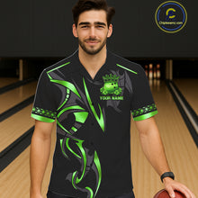 Load image into Gallery viewer, Black and Green clovers St Patrick's Day Bowling Button-up Shirt Custom Hawaiian Bowling Team jerseys NQS11692