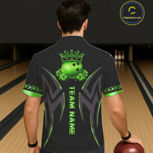 Load image into Gallery viewer, Black and Green clovers St Patrick's Day Bowling Button-up Shirt Custom Hawaiian Bowling Team jerseys NQS11692